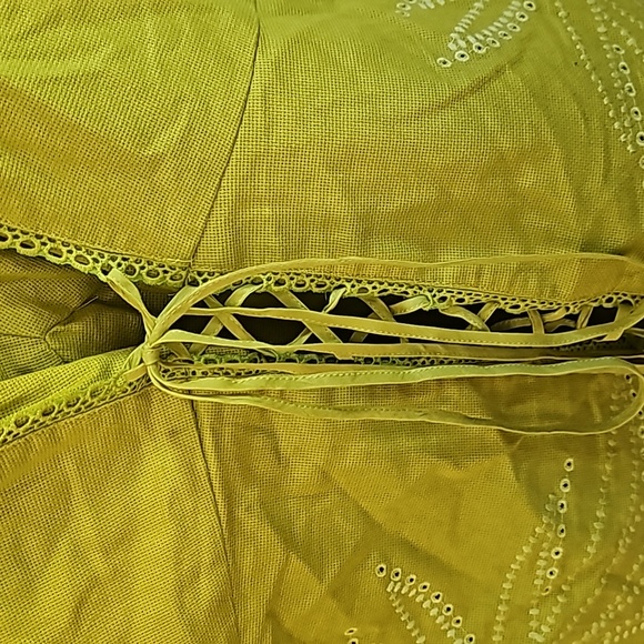 Cacique lime acid green bustier corset lace up embroidered top 22 - Picture 3 of 7
